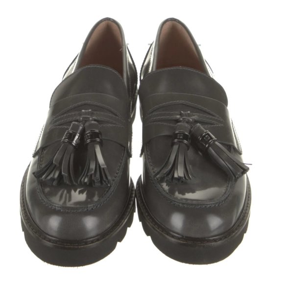 NWOT Stuart Weitzman Grey Leather Loafers - Picture 2 of 13